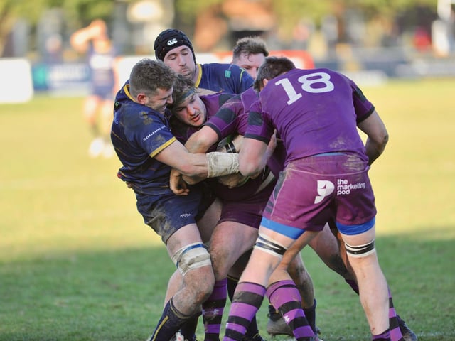 Action from Worthing Raiders' 35-19 win over Leicester in rugby's National two south at Roundstone Lane / Pictures: Stephen Goodger