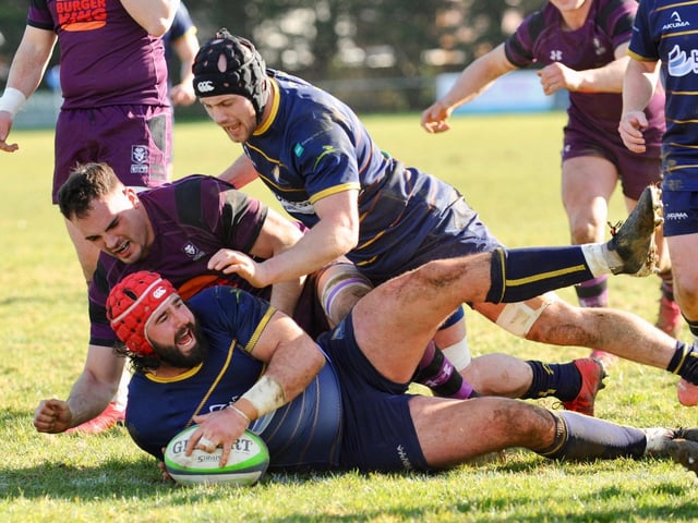 Action from Worthing Raiders' 35-19 win over Leicester in rugby's National two south at Roundstone Lane / Pictures: Stephen Goodger