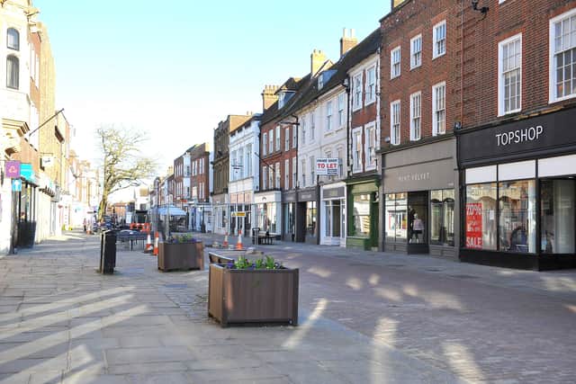 City centre streets were empty in Chichester during the early weeks of the first lockdown. Picture: Steve Robards SR2003258