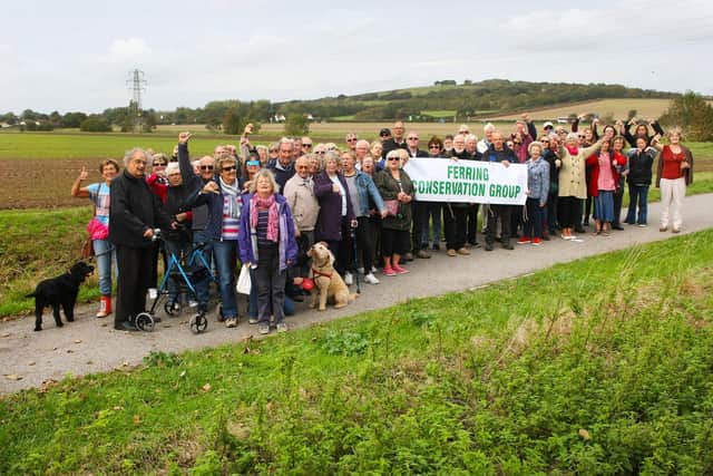 Residents protesting plans for part of Goring Gap. Picture by Derek Martin