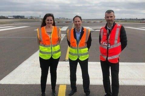 Eastbourne MP Caroline Ansell visited Gatwick Airport to see how it is looking to recover from the pandemic and meet decarbonisation targets SUS-220103-131127001