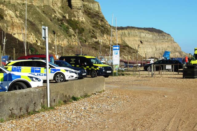 Emergency services in Rock-a-Nore car park. Picture by Steve Peak SUS-220103-093758001
