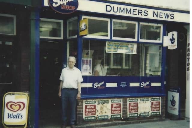 Gordon Dummer outside Dummers News