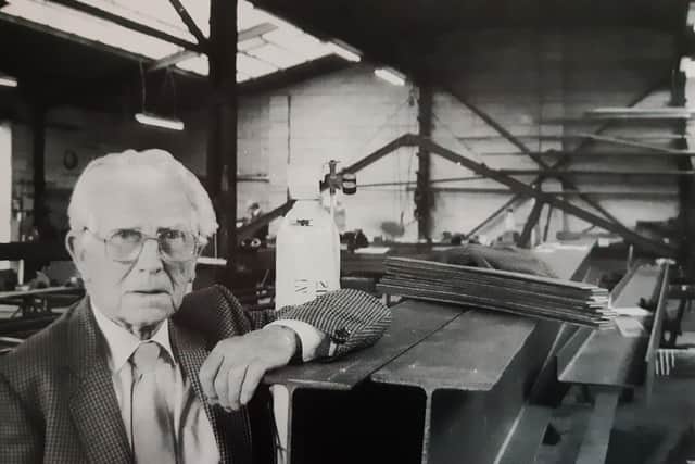 Frederick Stacey in part of his workshop in Sidlesham in August 1990