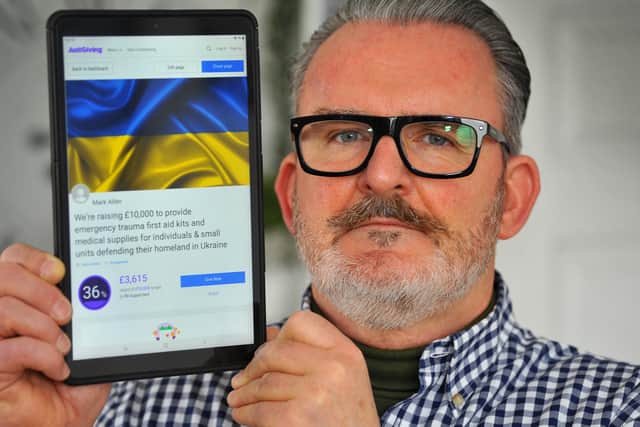 Mark Allen from Littlehampton has set up a £10k fundraiser for victims of the Ukraine war. Pic S Robards