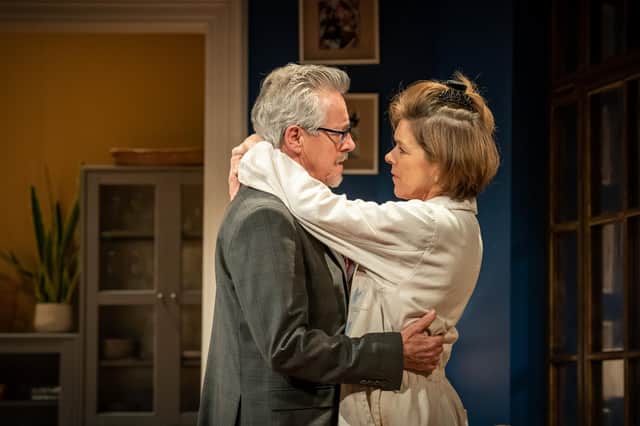 AN HOUR AND A HALF LATE Griff Rhys Jones (Peter) and Janie Dee (Laura) © Marc Brenner