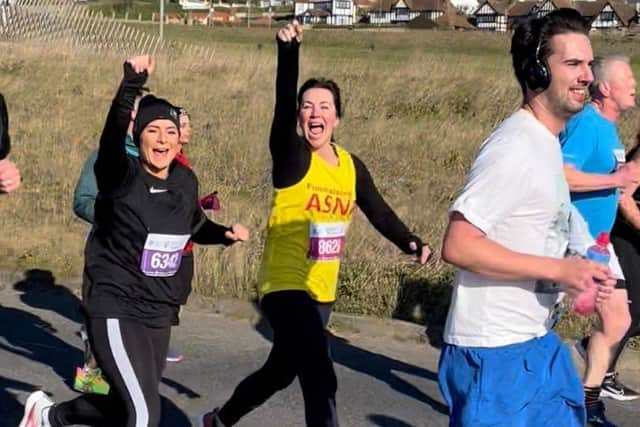 Sue Vila and her Hove colleague Amy Newman during the half marathon