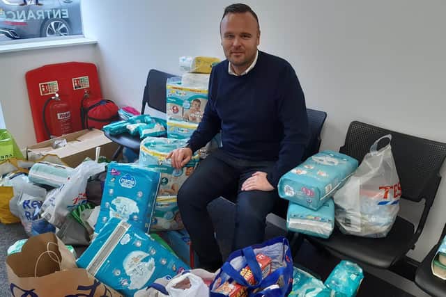 James Beresford-Ward, operations director at TSS Facilities, with some of the goods donated so far