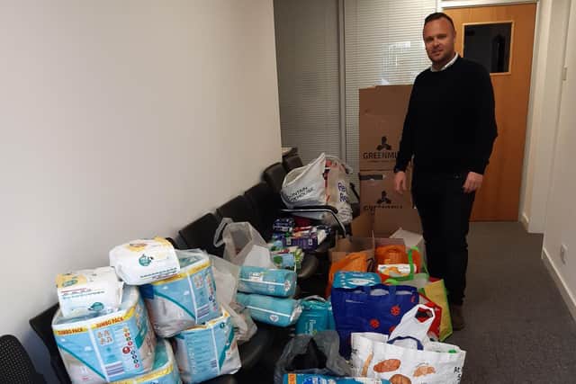 James Beresford-Ward, operations director at TSS Facilities, with some of the donations made in just two days