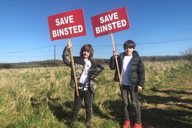 Dozens of people  walked from both Walberton and Arundel to meet at Binsted on Sunday, to look at the proposed bypass route from both ends and ‘envisage the devastation it will cause to the countryside’. Photo: Matilda Tristram