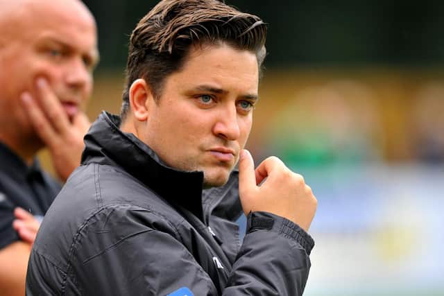 Dominic Di Paola says Horsham FC’s home Velocity Trophy quarter-final with Sussex neighbours Haywards Heath Town can wait as he keeps his attention on this Saturday’s Isthmian Premier clash at Bishop’s Stortford. Picture by Steve Robards