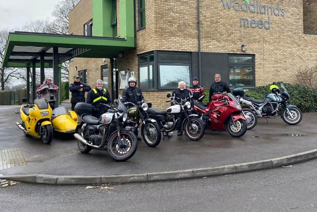 The Triumph Owners Motorcycle Club, West Sussex, presented Woodlands Meed with a cheque for £1,000 this week. Picture: Woodlands Meed.