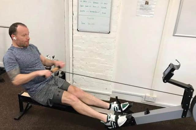 A marathon row is just over 42,000m and Tom hopes to complete it in around four hours.