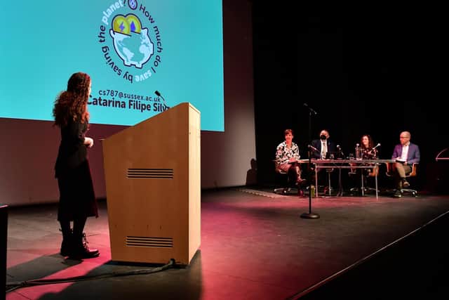 Pitch for the Planet contestant Catarina Filipe Silva being quizzed by the judging panel