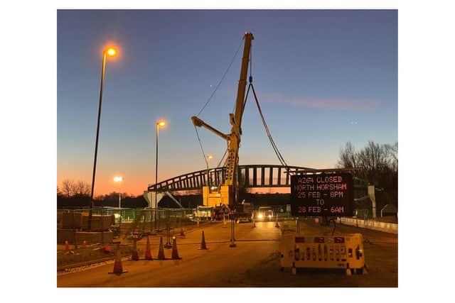 The bridge across the A264 in Horsham: 'An impressive piece of civil engineering'