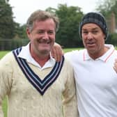 Headway charity cricket match at Newick Cricket Club against Piers Morgan and friends. Piers Morgan and Shane Warne. Photo by Derek Martin SUS-150831-210924008
