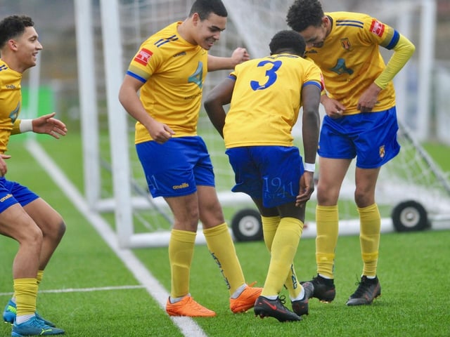 Action and goal celebrations from Lancing's 2-1 win at home to Burgess Hill Town in the Isthmian south east division / Pictures: Stephen Goodger