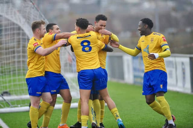 Action and goal celebrations from Lancing's 2-1 win at home to Burgess Hill Town in the Isthmian south east division / Pictures: Stephen Goodger
