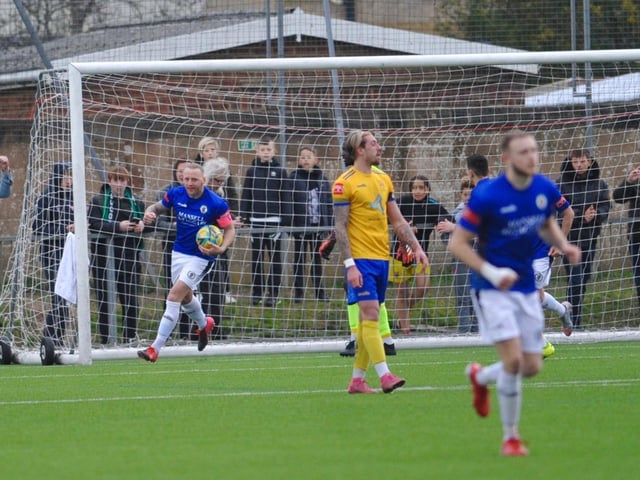 Action and goal celebrations from Lancing's 2-1 win at home to Burgess Hill Town in the Isthmian south east division / Pictures: Stephen Goodger