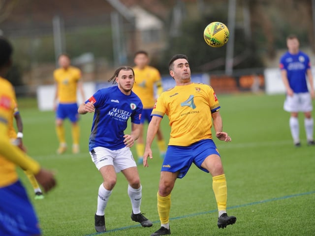 Action and goal celebrations from Lancing's 2-1 win at home to Burgess Hill Town in the Isthmian south east division / Pictures: Stephen Goodger