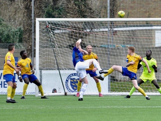 Action and goal celebrations from Lancing's 2-1 win at home to Burgess Hill Town in the Isthmian south east division / Pictures: Stephen Goodger