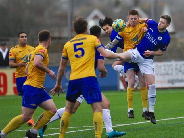 Action and goal celebrations from Lancing's 2-1 win at home to Burgess Hill Town in the Isthmian south east division / Pictures: Stephen Goodger