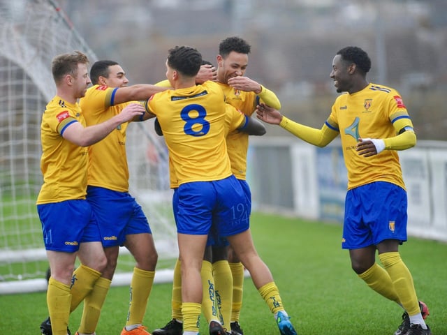 Action and goal celebrations from Lancing's 2-1 win at home to Burgess Hill Town in the Isthmian south east division / Pictures: Stephen Goodger