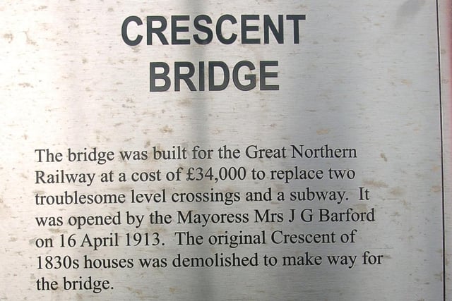 Peterborough Civic Society's plaque on Crescent Bridge.