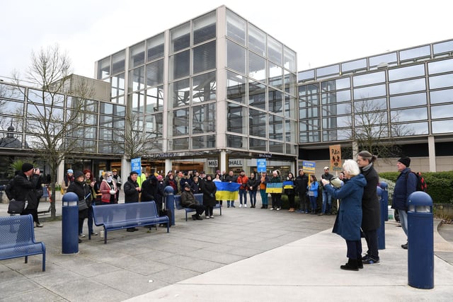 Dozens of protesters joined a rally in Milton Keynes city centre yesterday (5/3)  to oppose the war in Ukraine