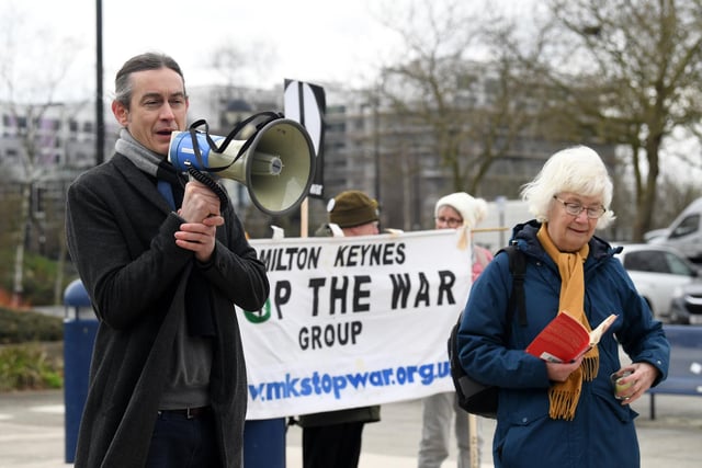 The rally, held at centre:mk, was organised by Milton Keynes Peace and Justice Network