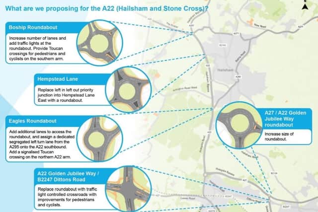 Proposed changes to the four junctions between Hailsham and Stone Cross