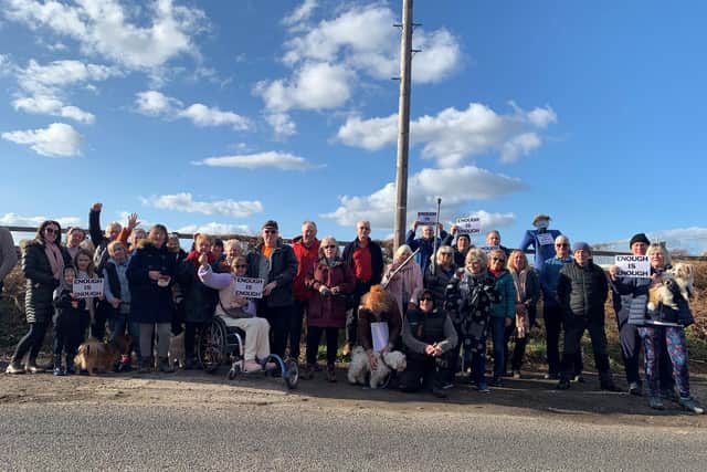 Residents demonstrating against a 140 home development in Yapton