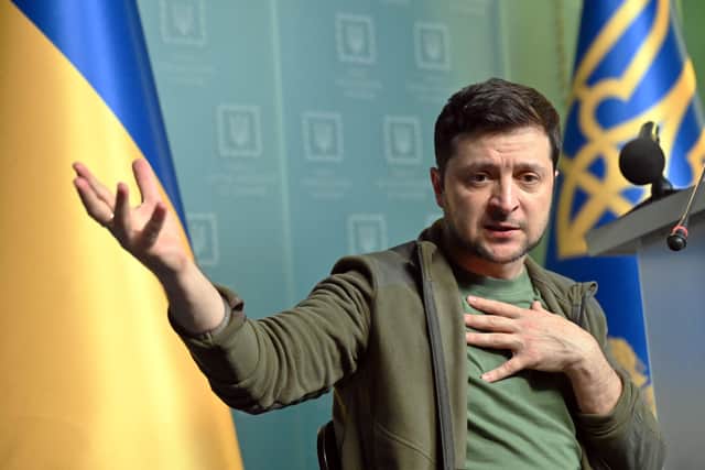 Ukrainian President Volodymyr Zelensky (Photo by SERGEI SUPINSKY/AFP via Getty Images) SUS-220703-093826003