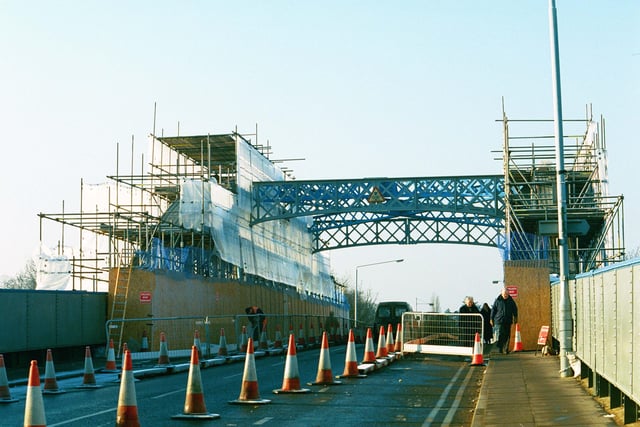 Crescent Bridge being repaired and renovated.