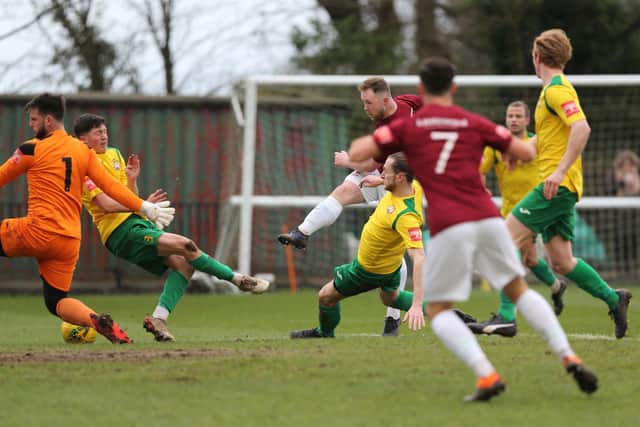 Ben Pope fires in his first v Corinthian / Picture: Scott White
