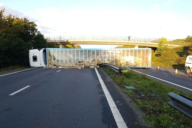 The lorry after the crash