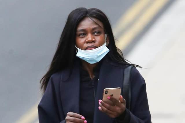 Jennifer Mbazira pictures at an earlier hearing at Brighton Maginstrates Court. Picture by Eddie Mitchell