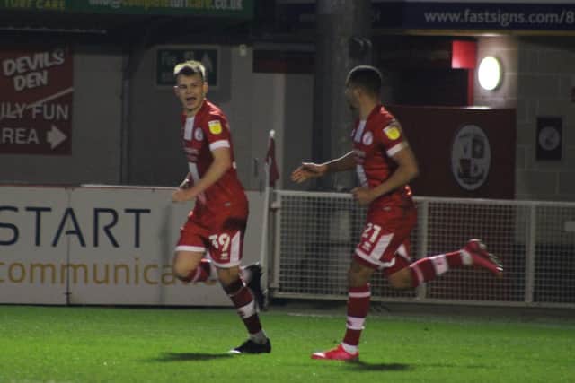 Jake Hessenthaler celebrates his goal. Picture by Cory Pickford