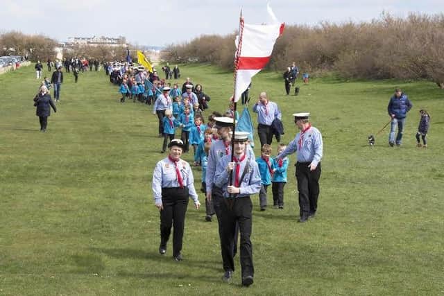 Worthing Scouts on parade for St George's Day