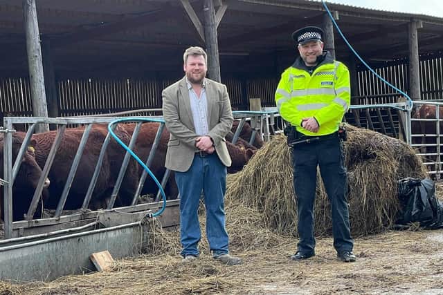 Rural Policing Inspector Oliver Fisher and Cllr James Wright
