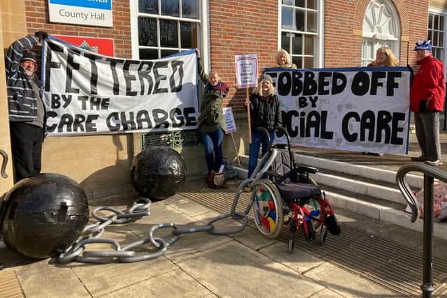 Protest outside County Hall on Monday morning