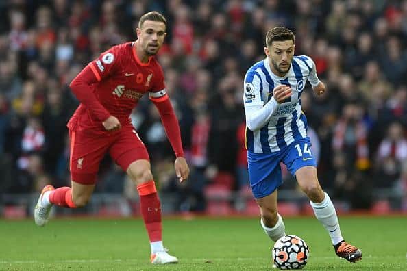 Brighton midfielder Adam Lallana will hope to be fit to face his old team Liverpool at the Amex Stadium on Saturday