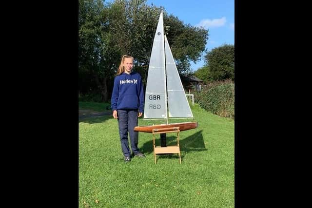 Bea built her model IOM radio controlled yacht as a school project. Picture by Noel West