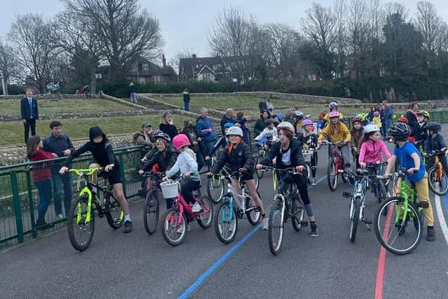Amelie, a year-four pupil at Balfour Primary School, was joined by her classmates at Brighton Velodrome