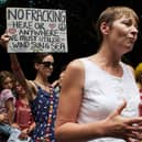 Green Party MP Caroline Lucas speaking at a fracking protest in Balcombe in 2013. Picture by Victoria Thompson