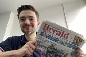 SussexWorld reporter Jacob Panons with the Eastbourne Herald SUS-221103-102258001