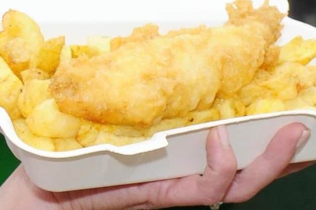 Fish and chip shop stock image