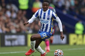 Enock Mwepu is on the bench for Brighton after a long injury lay-off. (Photo by Eddie Keogh/Getty Images)