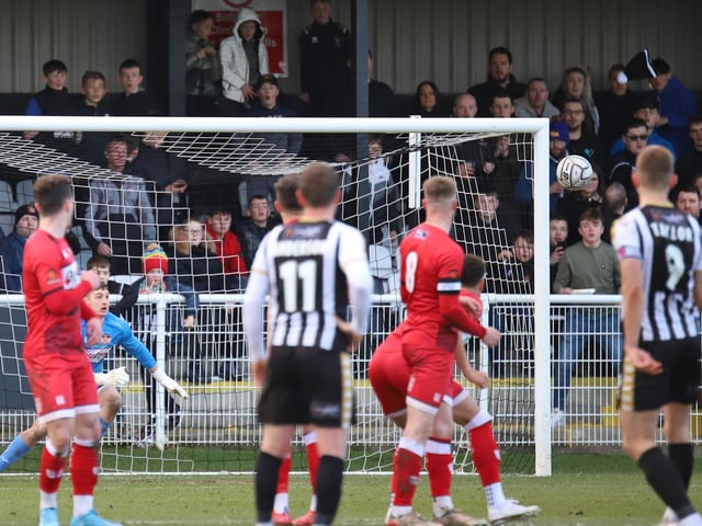 This proved to be the key moment as Spennymoor's Glen Taylor saw his deflected free-kick find the net for what proved to be the winner
