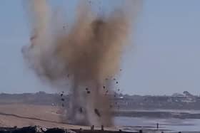 The explosion on Medmerry beach on Saturda